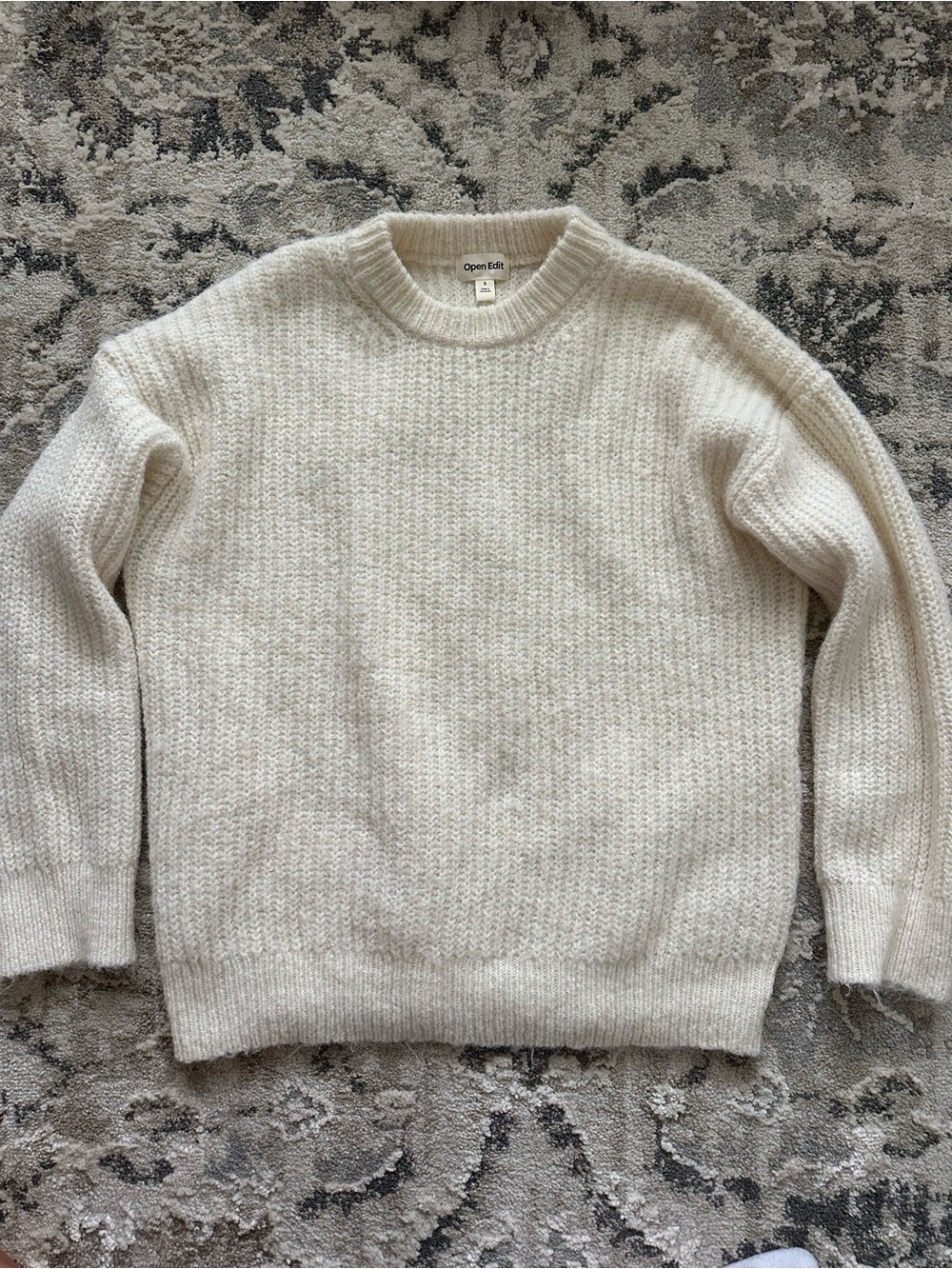 Open Edit Oversize Fuzzy Crewneck Sweater Small